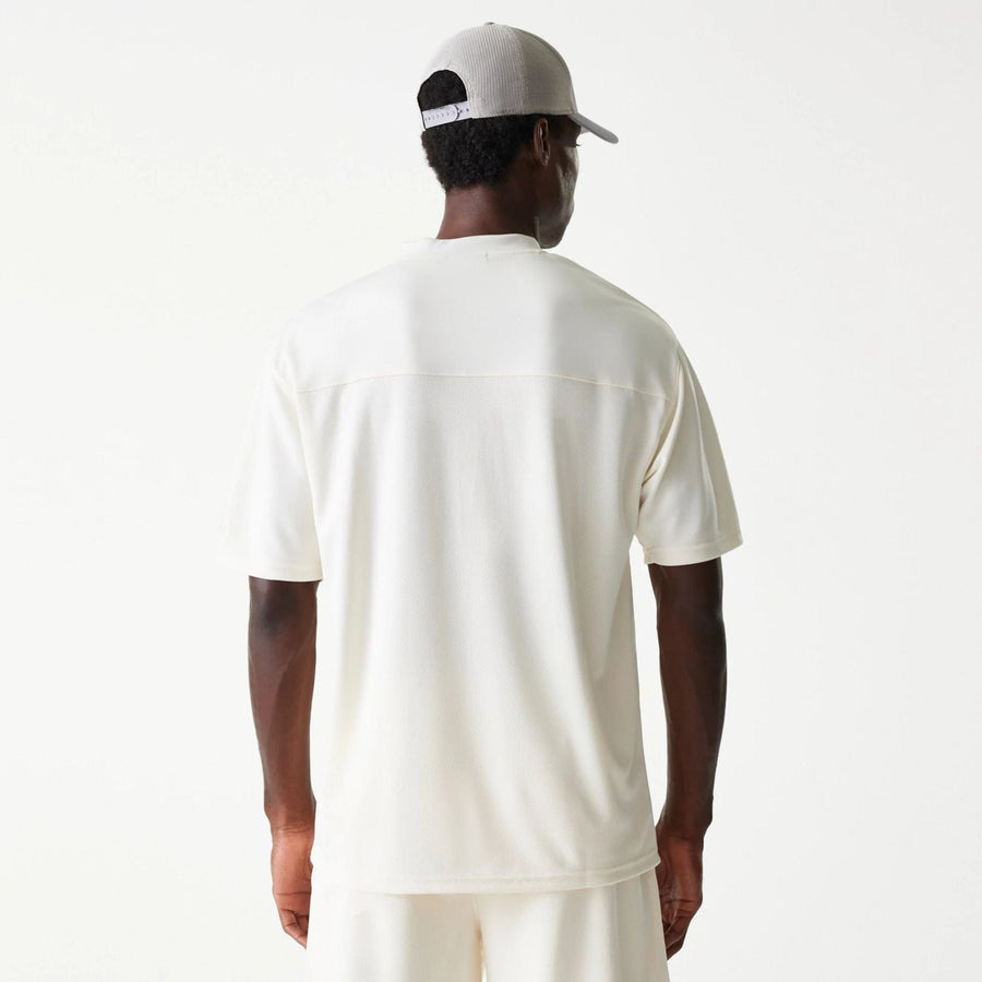 The Male model is wearing LA Lakers NBA Tonal Open White Mesh Jersey 2