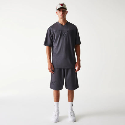 The Male model is wearing Chicago Bulls NBA Tonal Dark Grey Mesh Shorts 8