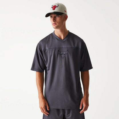 The Male model is wearing Chicago Bulls NBA Tonal Dark Grey Mesh Jersey 1