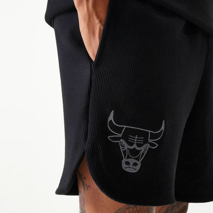 The Male model is wearing Chicago Bulls NBA Waffle Black Shorts 3