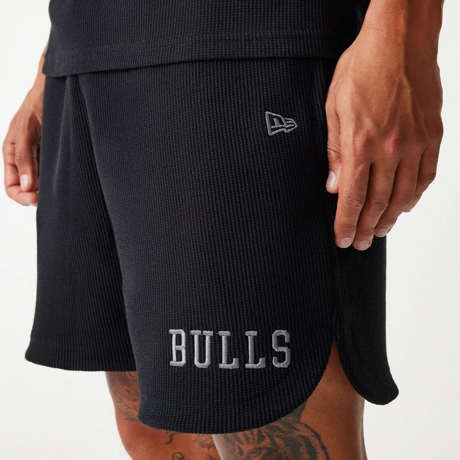 The Male model is wearing Chicago Bulls NBA Waffle Black Shorts 4