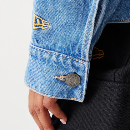 The Male model is wearing Kansas City Chiefs NFL Dark Blue Denim Jacket 8