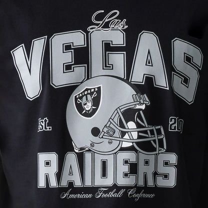 The Male model is wearing Las Vegas Raiders NFL Helmet Black Oversized T-Shirt 6