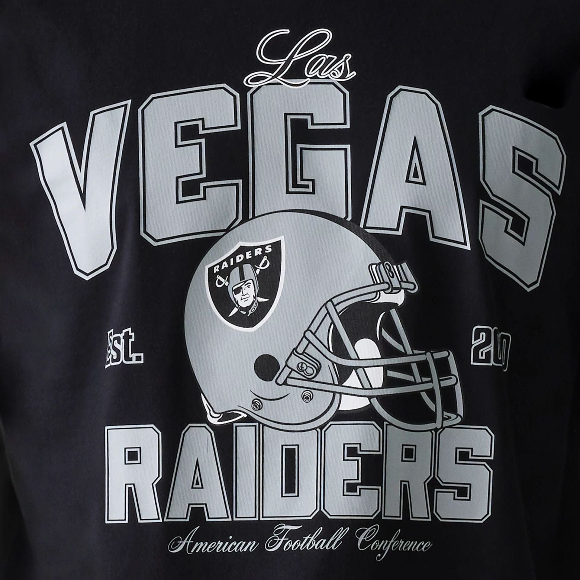 The Male model is wearing Las Vegas Raiders NFL Helmet Black Oversized T-Shirt 6