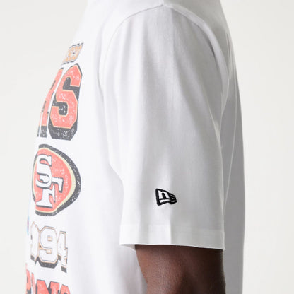 The Male model is wearing San Francisco 49ers NFL Super Bowl White Oversized T-Shirt 5
