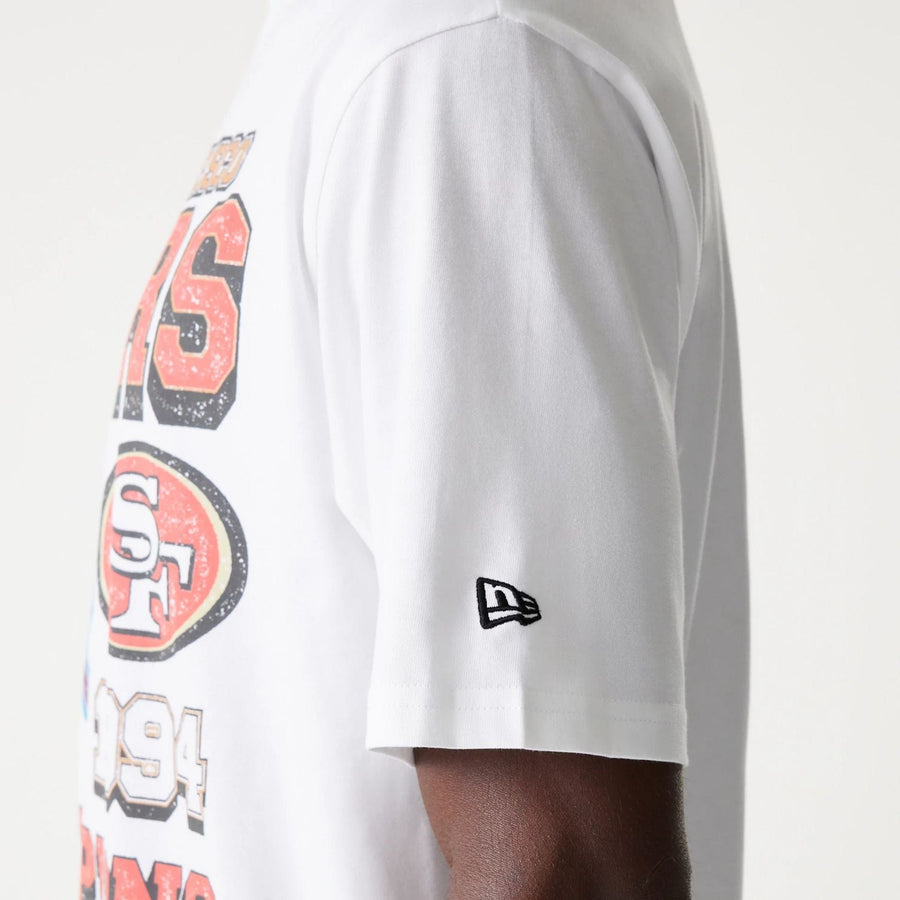 The Male model is wearing San Francisco 49ers NFL Super Bowl White Oversized T-Shirt 5
