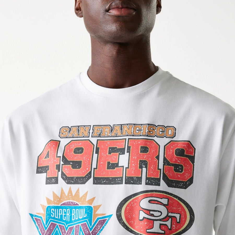 The Male model is wearing San Francisco 49ers NFL Super Bowl White Oversized T-Shirt 6