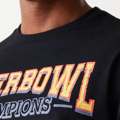 The Male model is wearing Kansas City Chiefs NFL Super Bowl Black Oversized T-Shirt 6