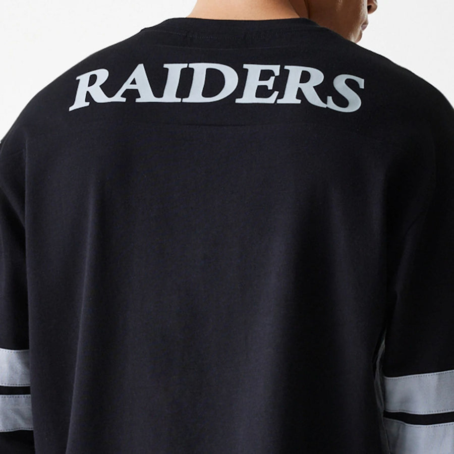 The Male model is wearing Las Vegas Raiders NFL Graphic Black Long Sleeve T-Shirt 5