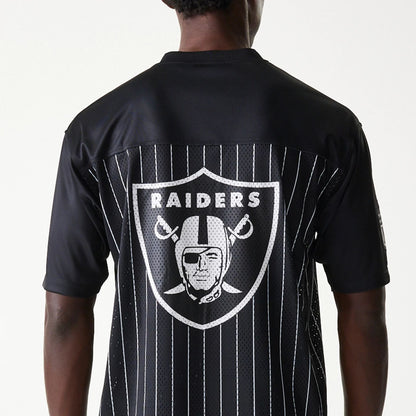 The Male model is wearing Las Vegas Raiders NFL Stripe Black Long Sleeve Jersey 4
