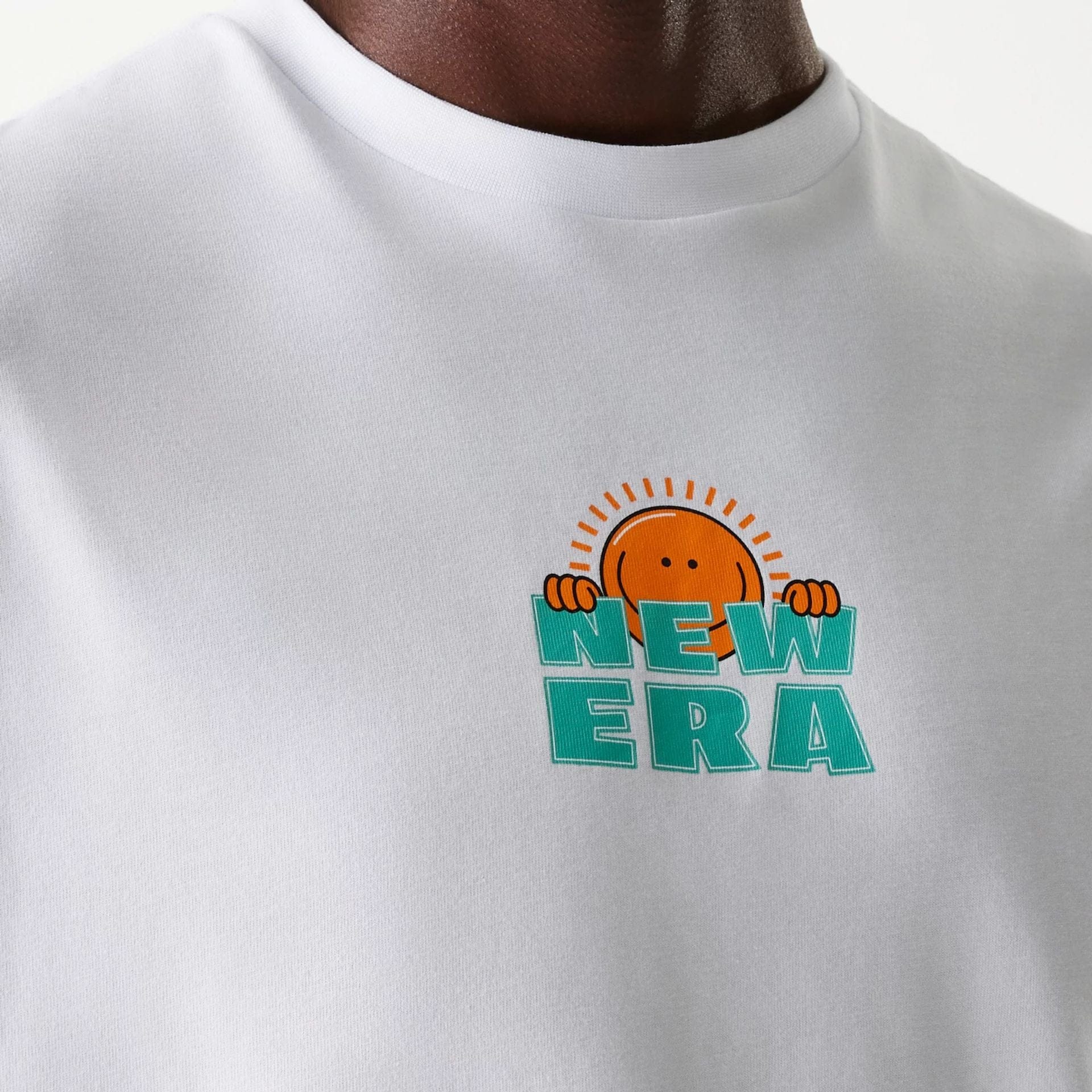 The Male model is wearing New Era Outdoor Graphic White Sleeveless T-Shirt 7