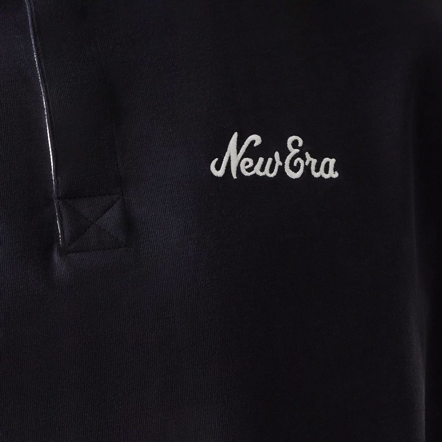 The Male model is wearing New Era Navy Oversized Rugby Shirt 6