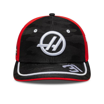 This is a MoneyGram Haas F1 Youth Replica Esteban Ocon Black 9SEVENTY Stretch Snap Adjustable Cap 2