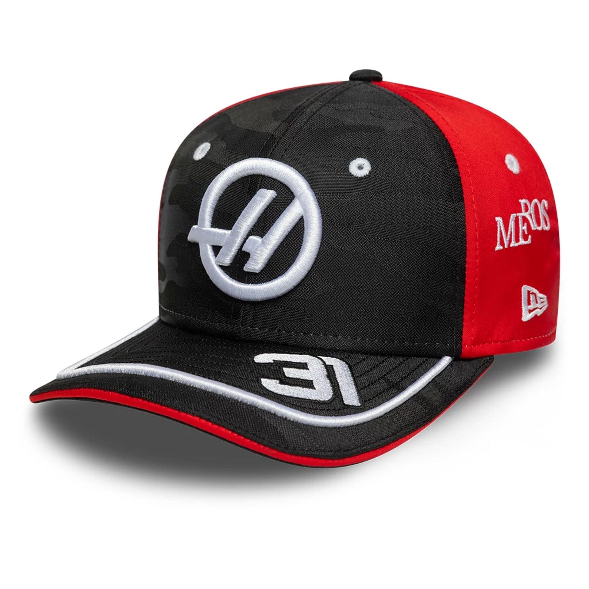 This is a MoneyGram Haas F1 Youth Replica Esteban Ocon Black 9SEVENTY Stretch Snap Adjustable Cap 1