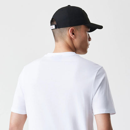 The Male model is wearing Chicago Bulls NBA Stack Wordmark White T-Shirt 7