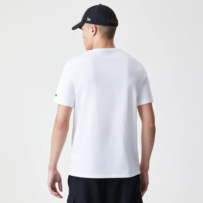 The Male model is wearing New York Yankees MLB Arch Wordmark White T-Shirt 2