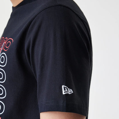 The Male model is wearing Chicago Bulls NBA Stack Wordmark Black T-Shirt 5