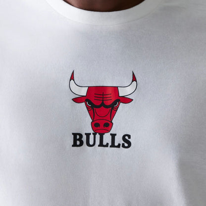 The Male model is wearing Chicago Bulls NBA Logo White T-Shirt 3