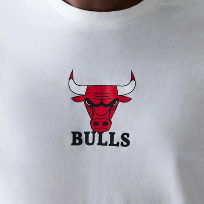 The Male model is wearing Chicago Bulls NBA Logo White T-Shirt 3