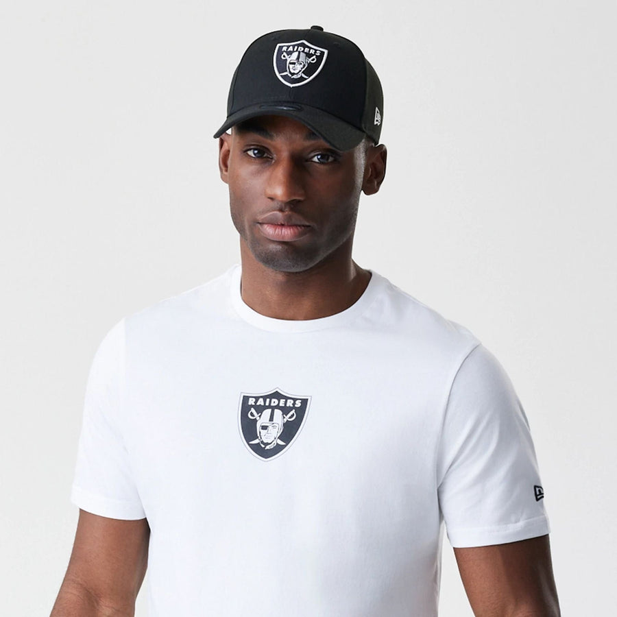 The Male model is wearing Las Vegas Raiders NFL Logo White T-Shirt 6