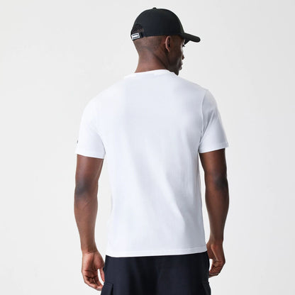 The Male model is wearing Las Vegas Raiders NFL Logo White T-Shirt 2