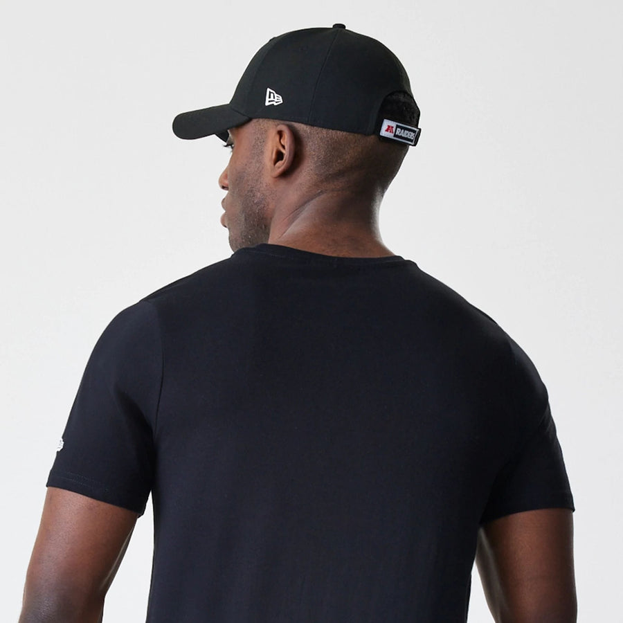 The Male model is wearing Las Vegas Raiders NFL Logo Black T-Shirt 7