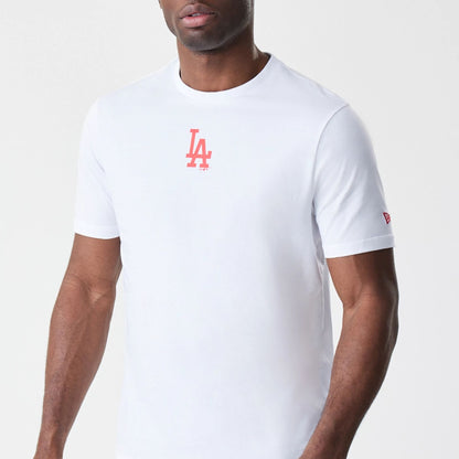 The Male model is wearing LA Dodgers MLB Logo White T-Shirt 3