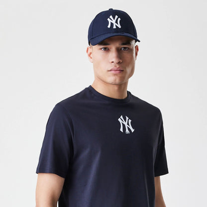 The Male model is wearing New York Yankees MLB Logo Navy T-Shirt 6