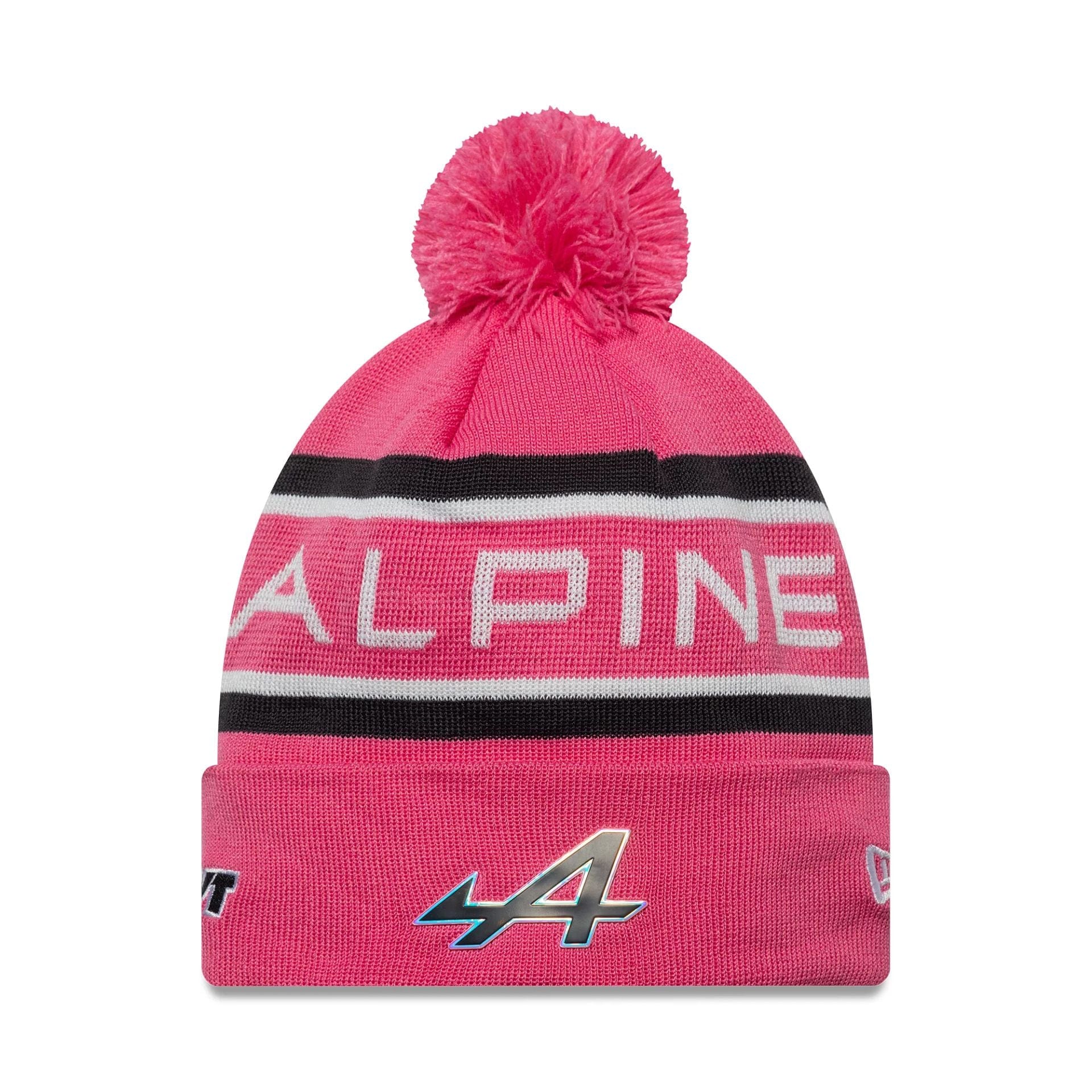 This is a Alpine Racing Replica Team Pink Cuff Knit Beanie Hat 1