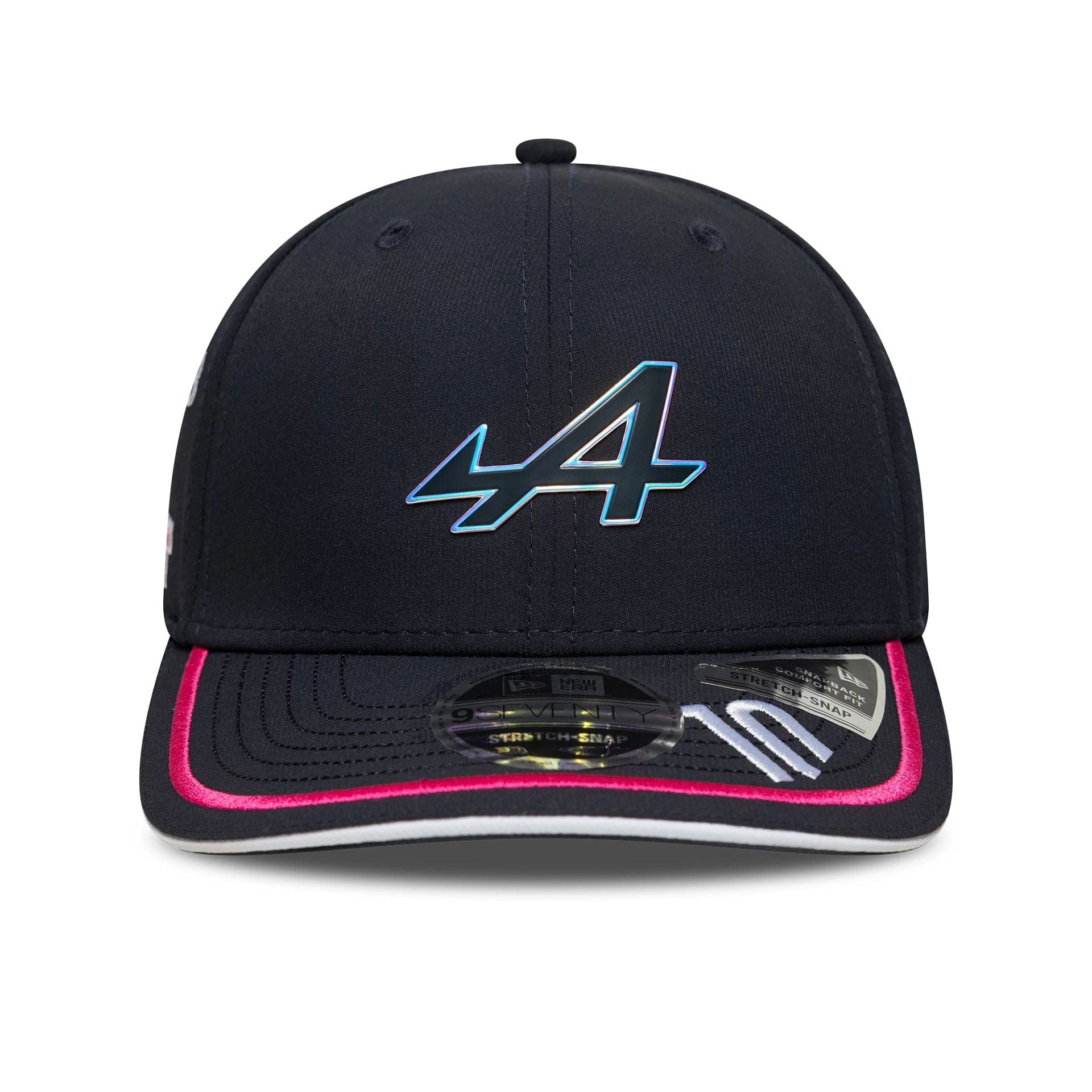 This is a Alpine Racing Replica Driver Pierre Gasly Navy 9SEVENTY Stretch Snap Adjustable Cap 2