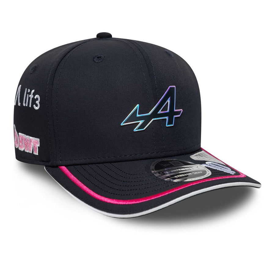 This is a Alpine Racing Replica Driver Pierre Gasly Navy 9SEVENTY Stretch Snap Adjustable Cap 1