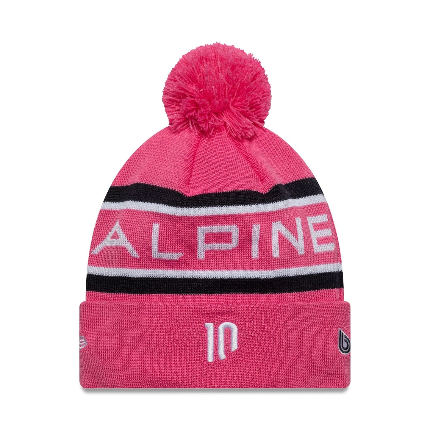 This is a Alpine Racing Replica Driver Pierre Gasly Pink Cuff Knit Beanie Hat 2