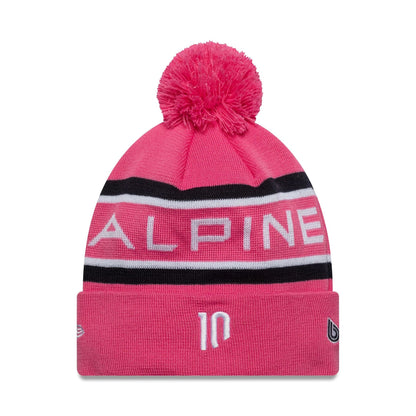 This is a Alpine Racing Replica Driver Pierre Gasly Pink Cuff Knit Beanie Hat 2