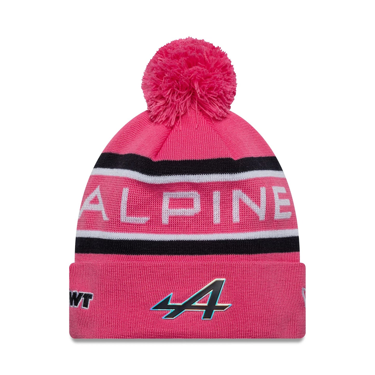 This is a Alpine Racing Replica Driver Pierre Gasly Pink Cuff Knit Beanie Hat 1