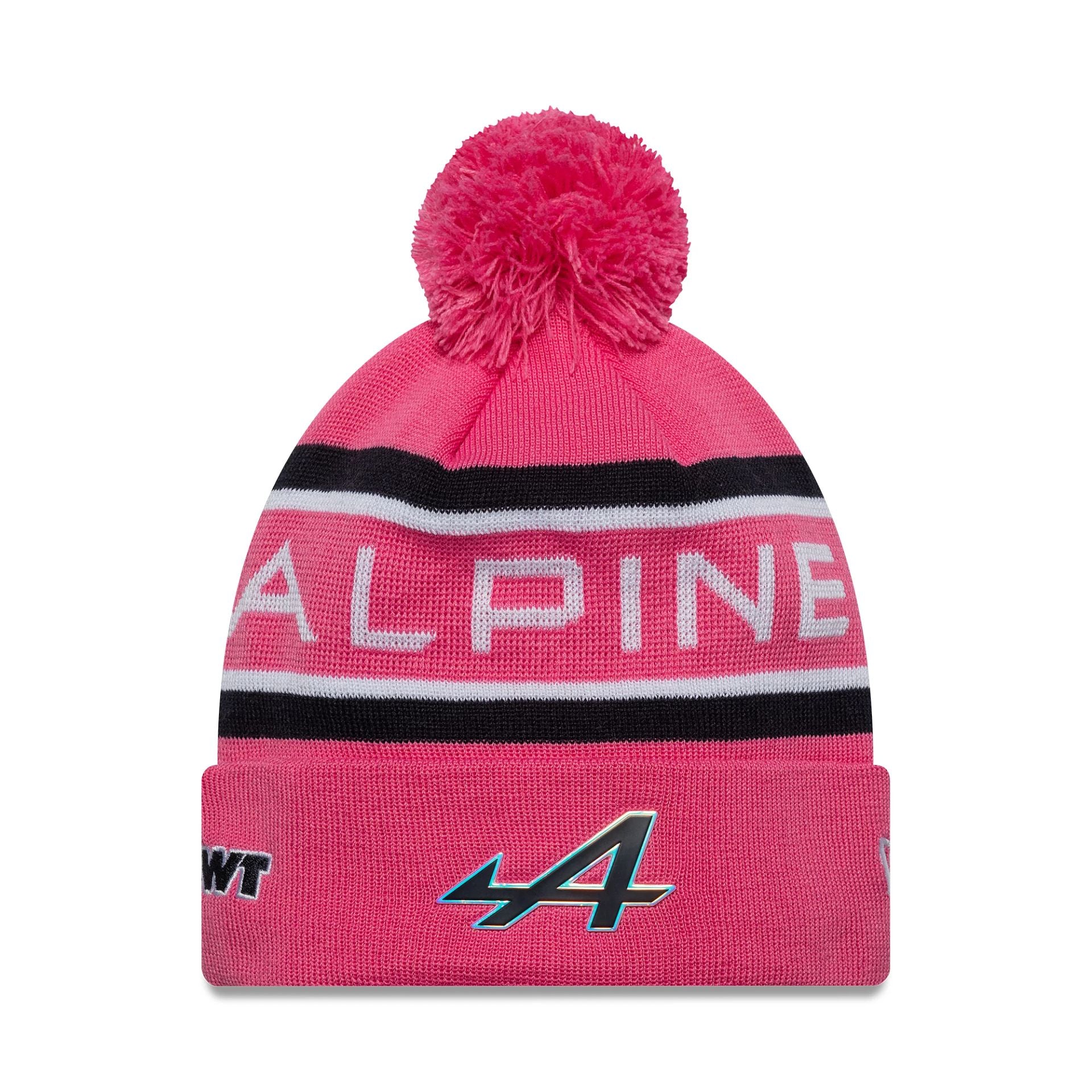 This is a Alpine Racing Replica Driver Pierre Gasly Pink Cuff Knit Beanie Hat 1