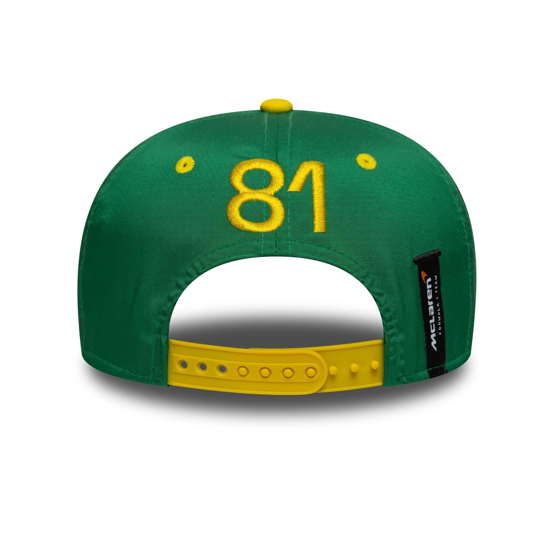 This is a McLaren Racing Oscar Piastri Australia Race Special Green 9SEVENTY Stretch Snap Adjustable Cap 7