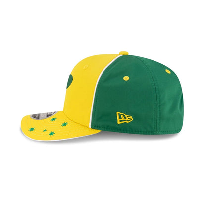 This is a McLaren Racing Oscar Piastri Australia Race Special Green 9SEVENTY Stretch Snap Adjustable Cap 6