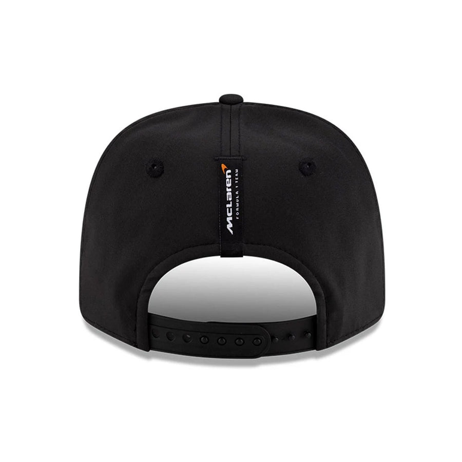 This is a McLaren Racing Oscar Piastri Japan Race Special Black 9SEVENTY Stretch Snap Adjustable Cap 7