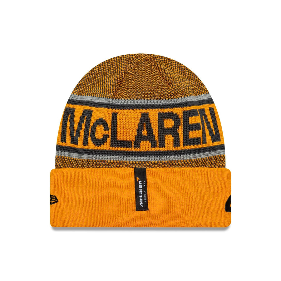 This is a McLaren Racing Replica Lando Norris Orange Cuff Knit Beanie Hat 2