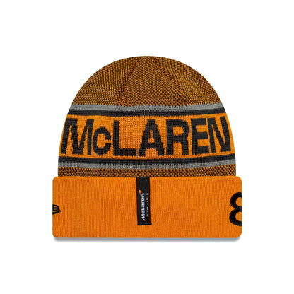 This is a McLaren Racing Replica Oscar Piastri Orange Cuff Knit Beanie Hat 2
