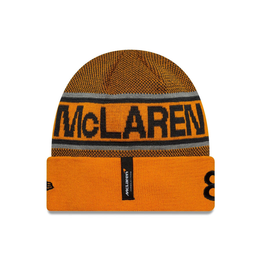 This is a McLaren Racing Replica Oscar Piastri Orange Cuff Knit Beanie Hat 2