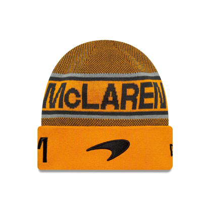 This is a McLaren Racing Replica Oscar Piastri Orange Cuff Knit Beanie Hat 1