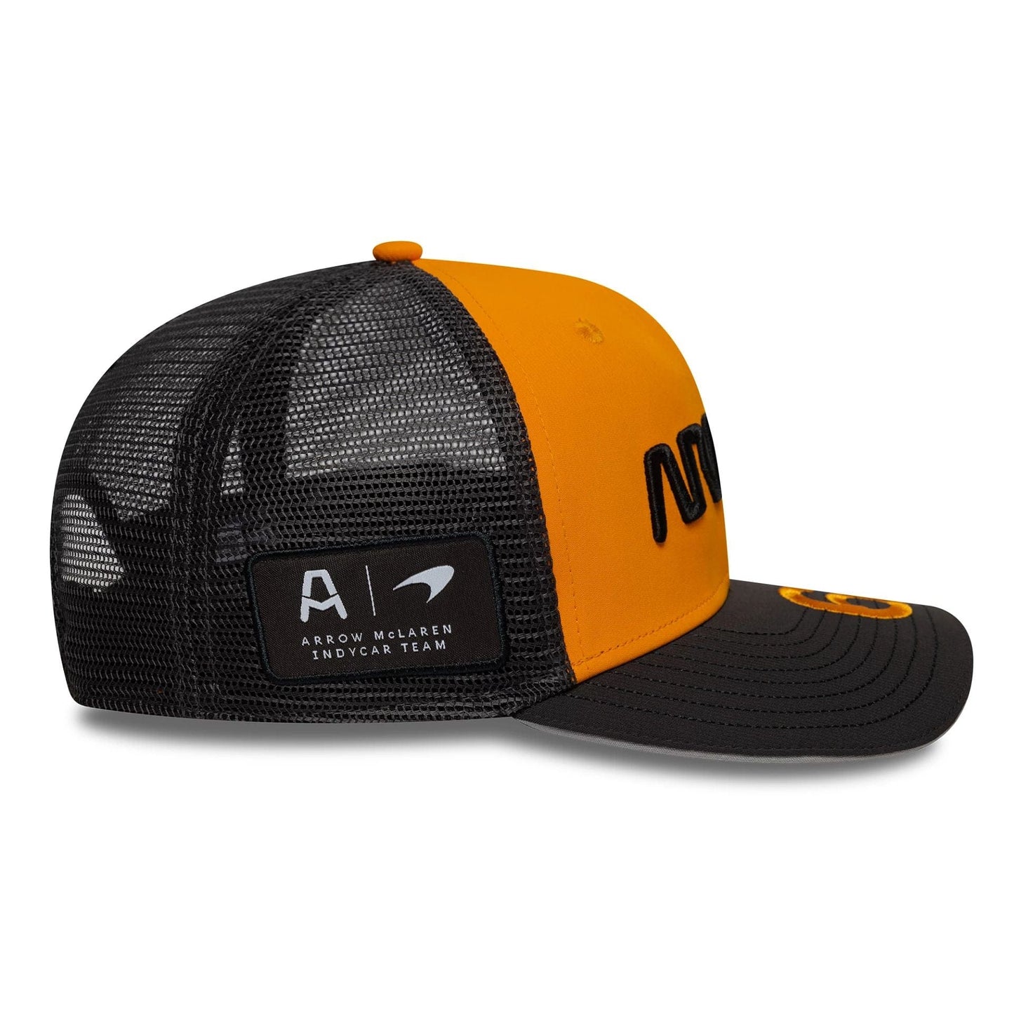 This is a Arrow McLaren Racing Replica David Malukas Orange 9SEVENTY Stretch Snap Adjustable Cap 4