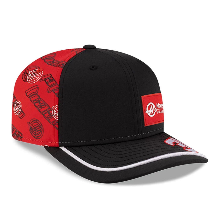 This is a MoneyGram Haas F1 Esteban Ocon Japan Race Special Black 9SEVENTY Stretch Snap Adjustable Cap 3