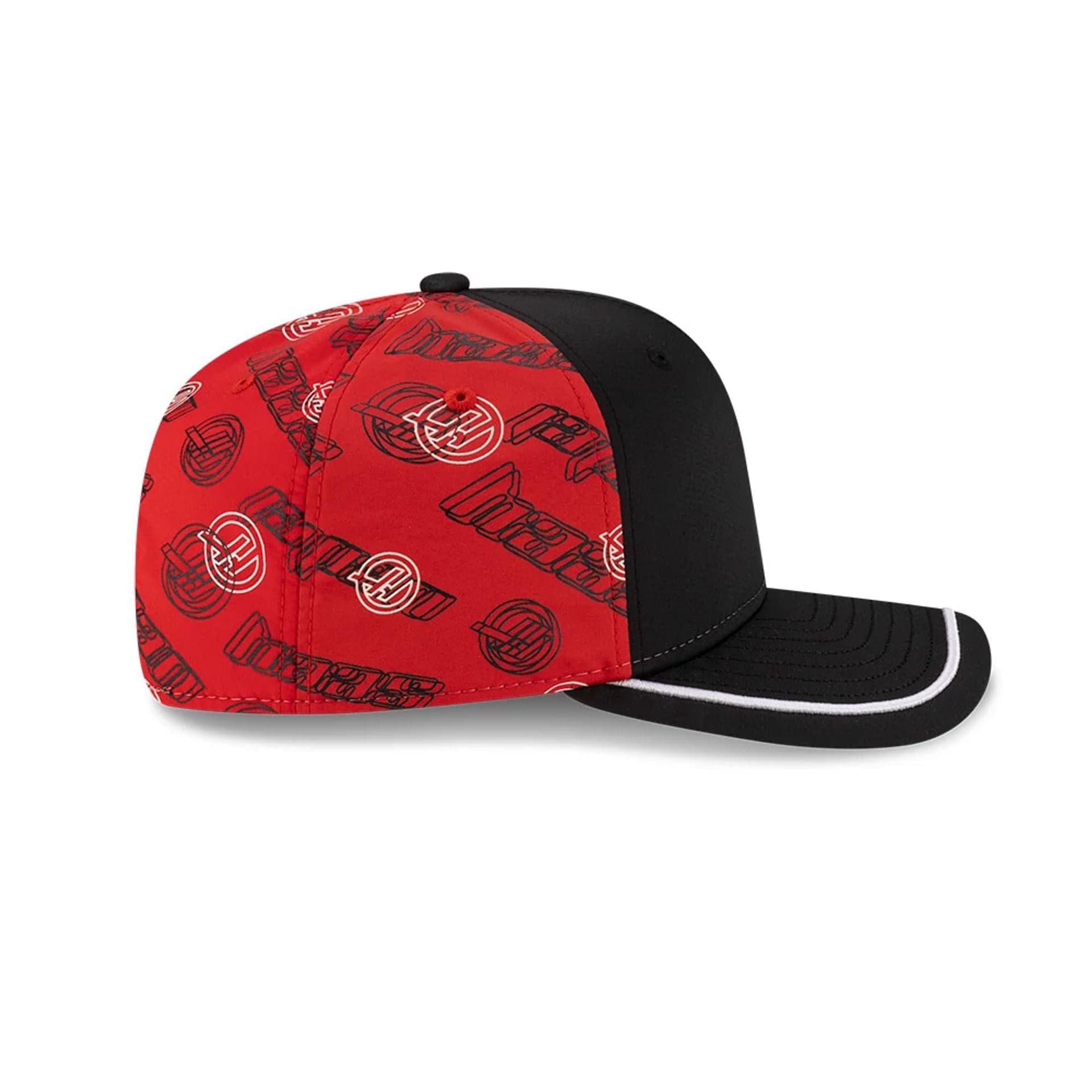 This is a MoneyGram Haas F1 Oliver Bearman Japan Race Special Black 9SEVENTY Stretch Snap Adjustable Cap 5