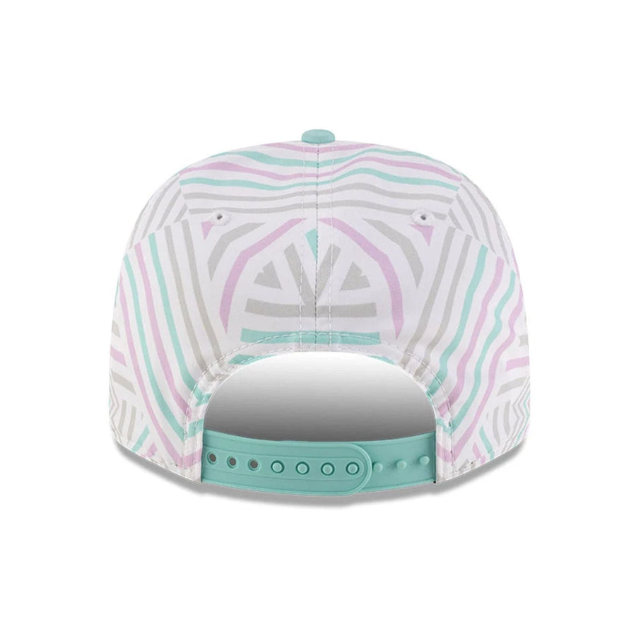 This is a MoneyGram Haas F1 Miami Race Special Turquoise 9SEVENTY Stretch Snap Adjustable Cap 6