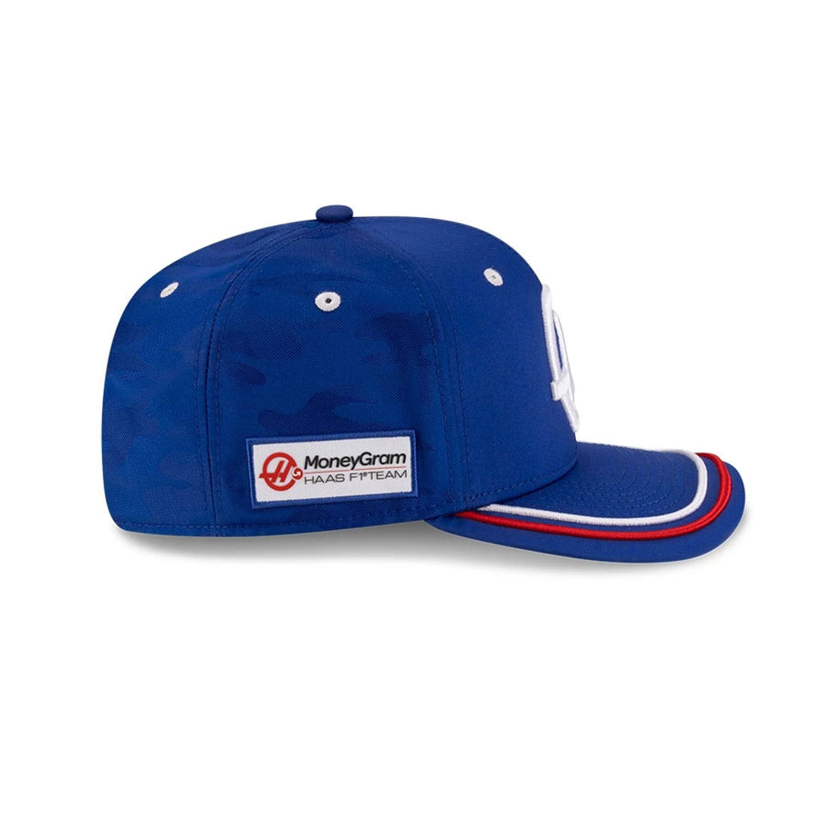 This is a MoneyGram Haas F1 Silverstone Race Special Blue 9SEVENTY Stretch Snap Adjustable Cap 4