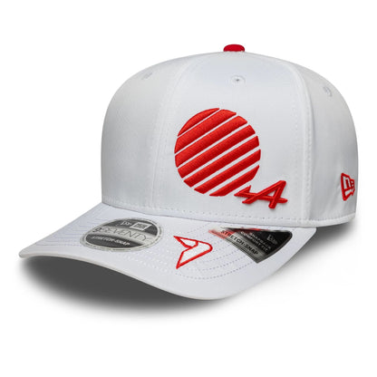This is a Alpine Racing Jack Doohan Japan Race Special White 9SEVENTY Stretch Snap Adjustable Cap 1