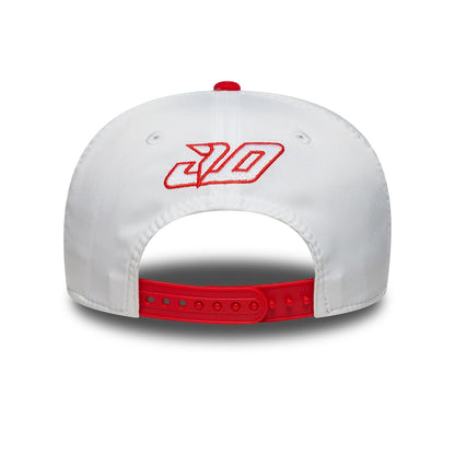 This is a Alpine Racing Jack Doohan Japan Race Special White 9SEVENTY Stretch Snap Adjustable Cap 6