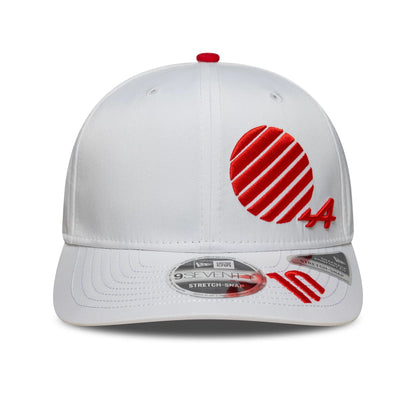 This is a Alpine Racing Pierre Gasly Japan Race Special White 9SEVENTY Stretch Snap Adjustable Cap 2